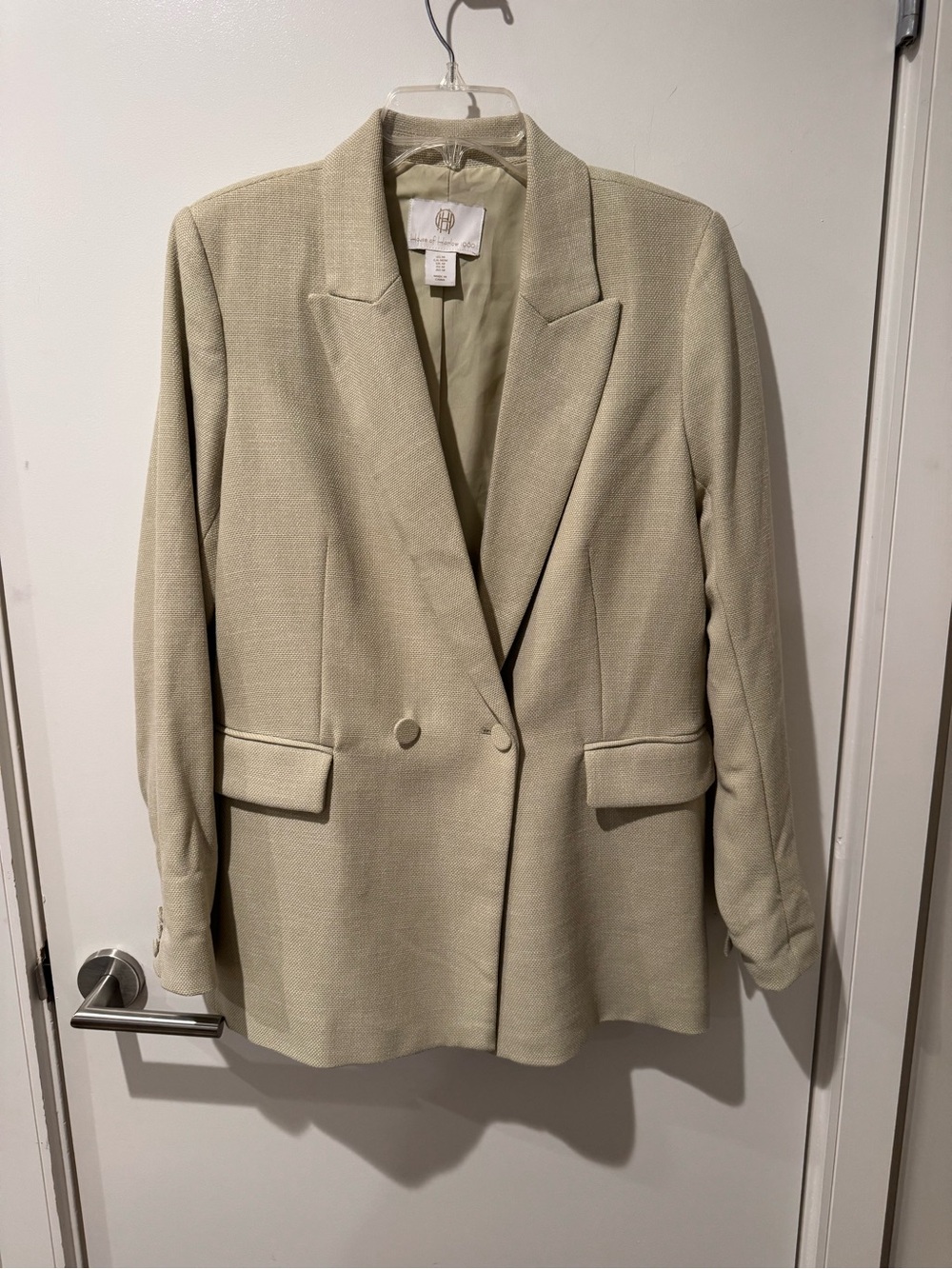 House of Harlow 1960 Cream Sage Double-Breasted Blazer Size Medium